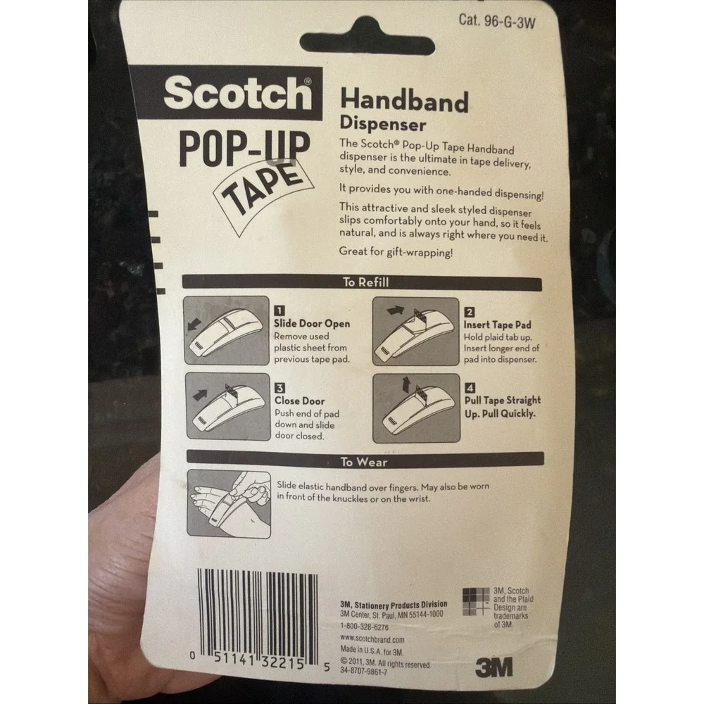 New Scotch Pop-Up Tape Handband Dispenser Pink With Strips 75 Ct